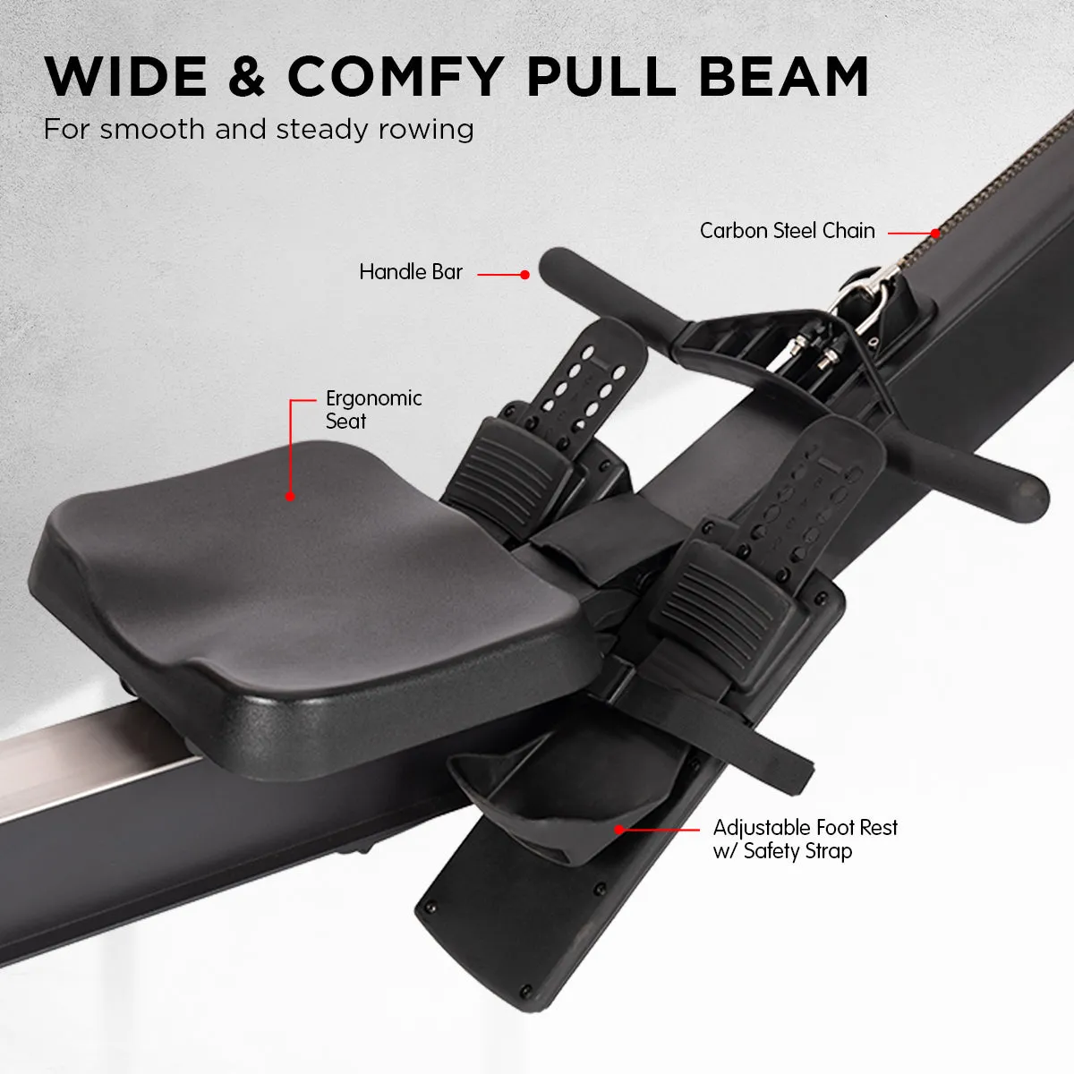 10-Level Air Resistance Rower, Bluetooth, LCD - Powertrain