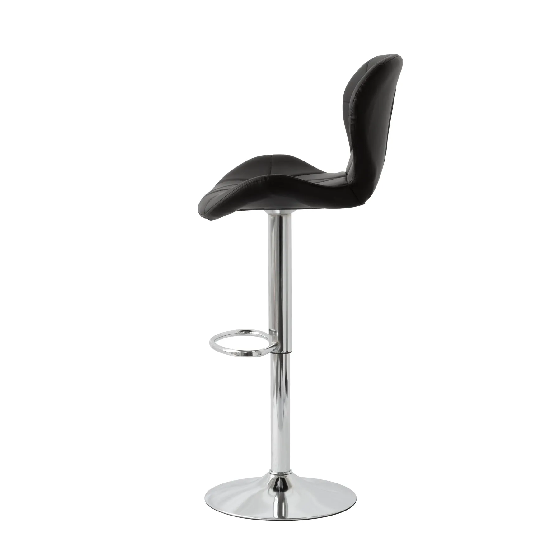 2 Comfortable Barstools (Black) w/ Adjustable Height, 90-112cm