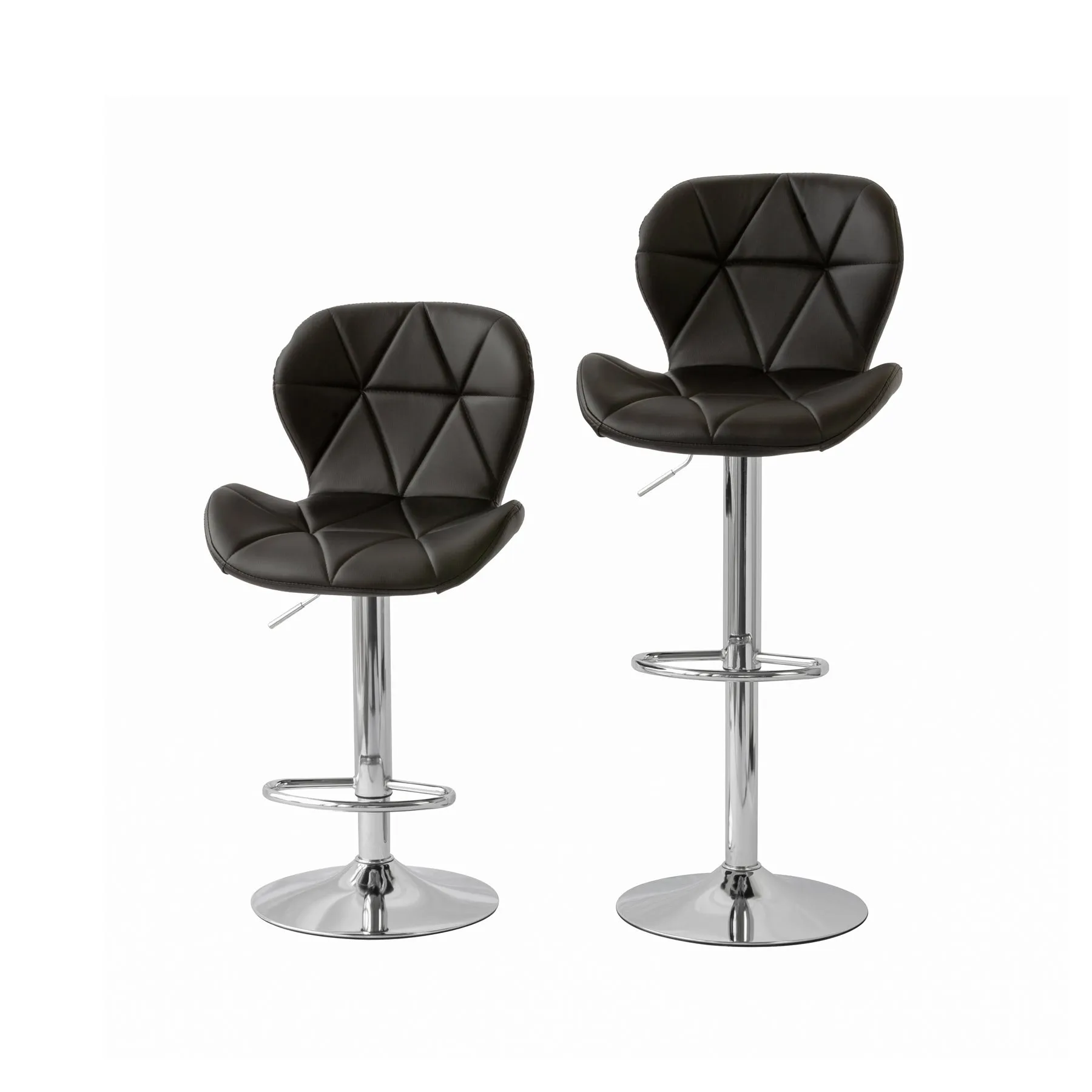 2 Comfortable Barstools (Black) w/ Adjustable Height, 90-112cm