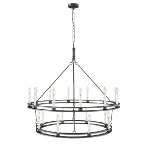 20-Lights Matte Black Wagon Wheel Chandelier