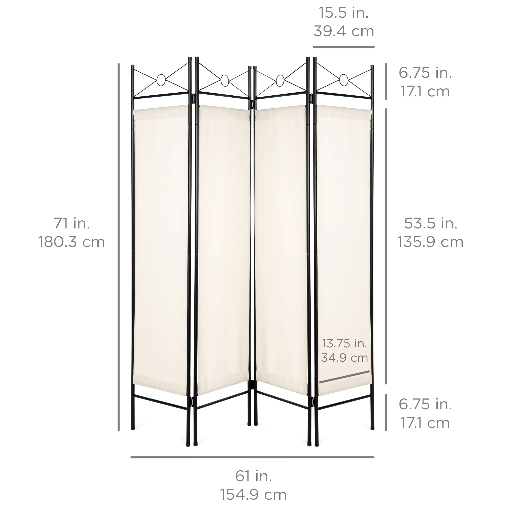 4-Panel Folding Privacy Screen Room Divider Decoration Accent, 6ft