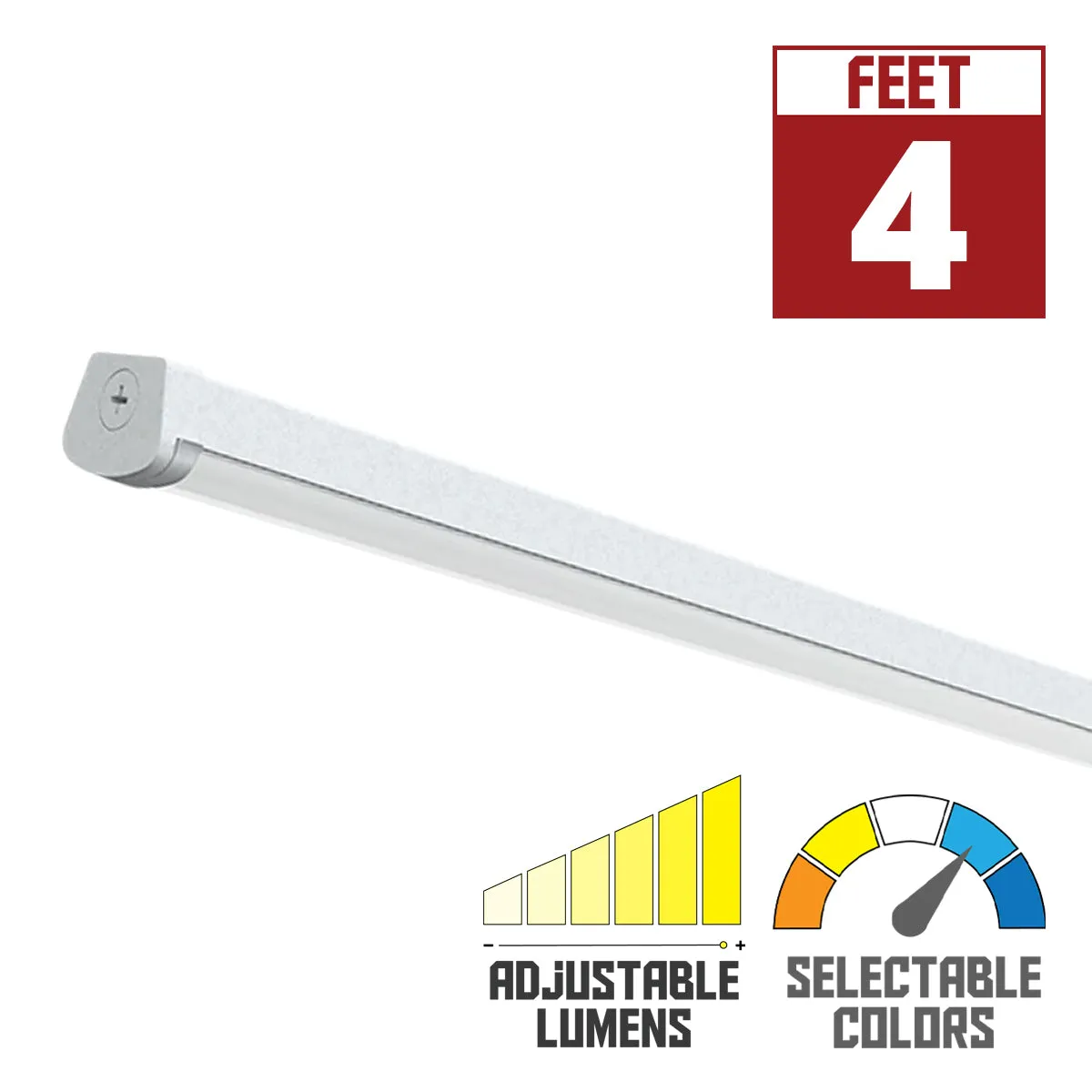 4ft LED Strip Light Fixture, 5500 Lumens, 18/27/36 Watts, 35K/40K/50K, 120-277V