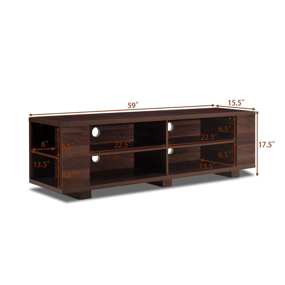 59'' TV Stand MDF Wood Console With Adjustable Shelf