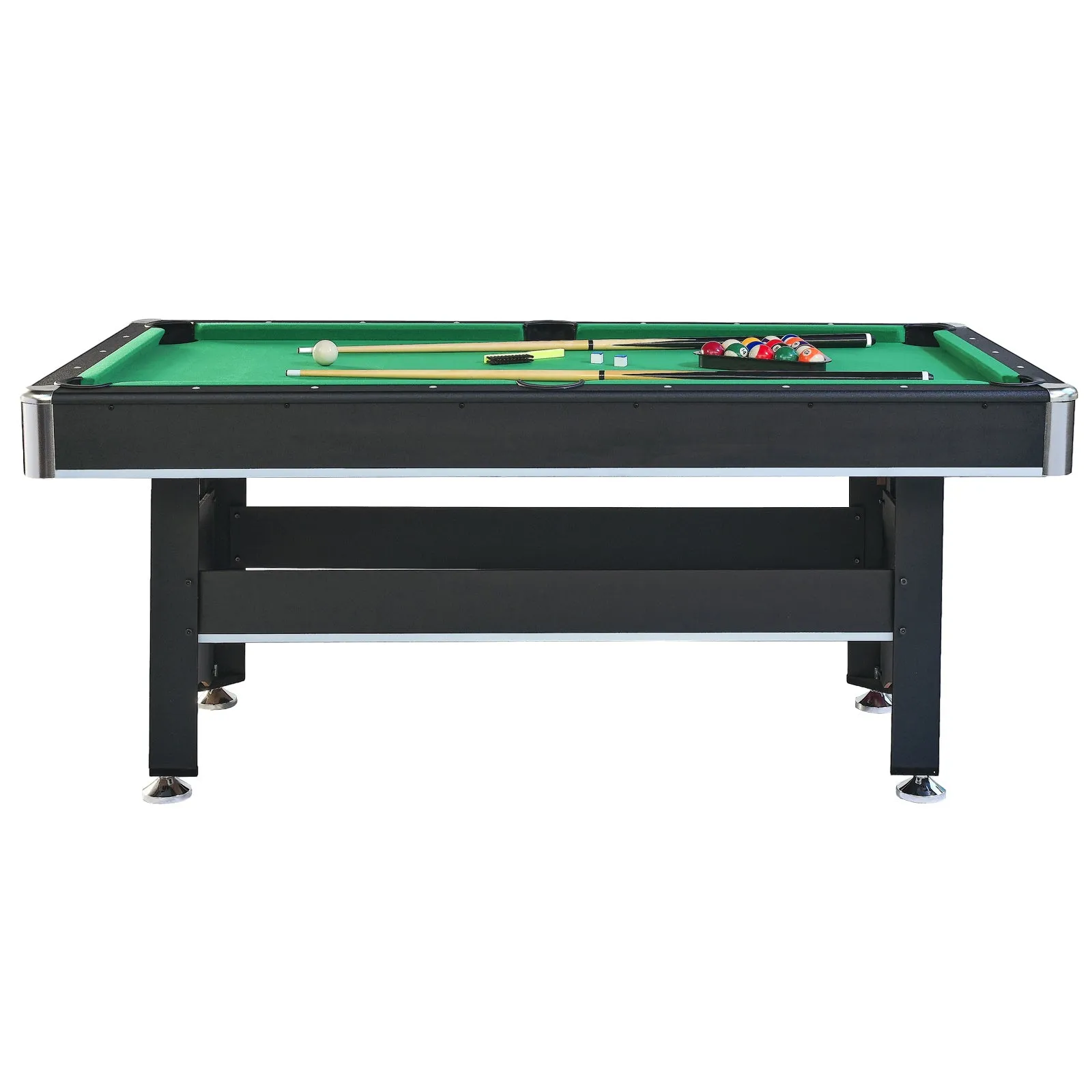 6-ft Pool Table with Table Tennis Top - Black with Green Felt