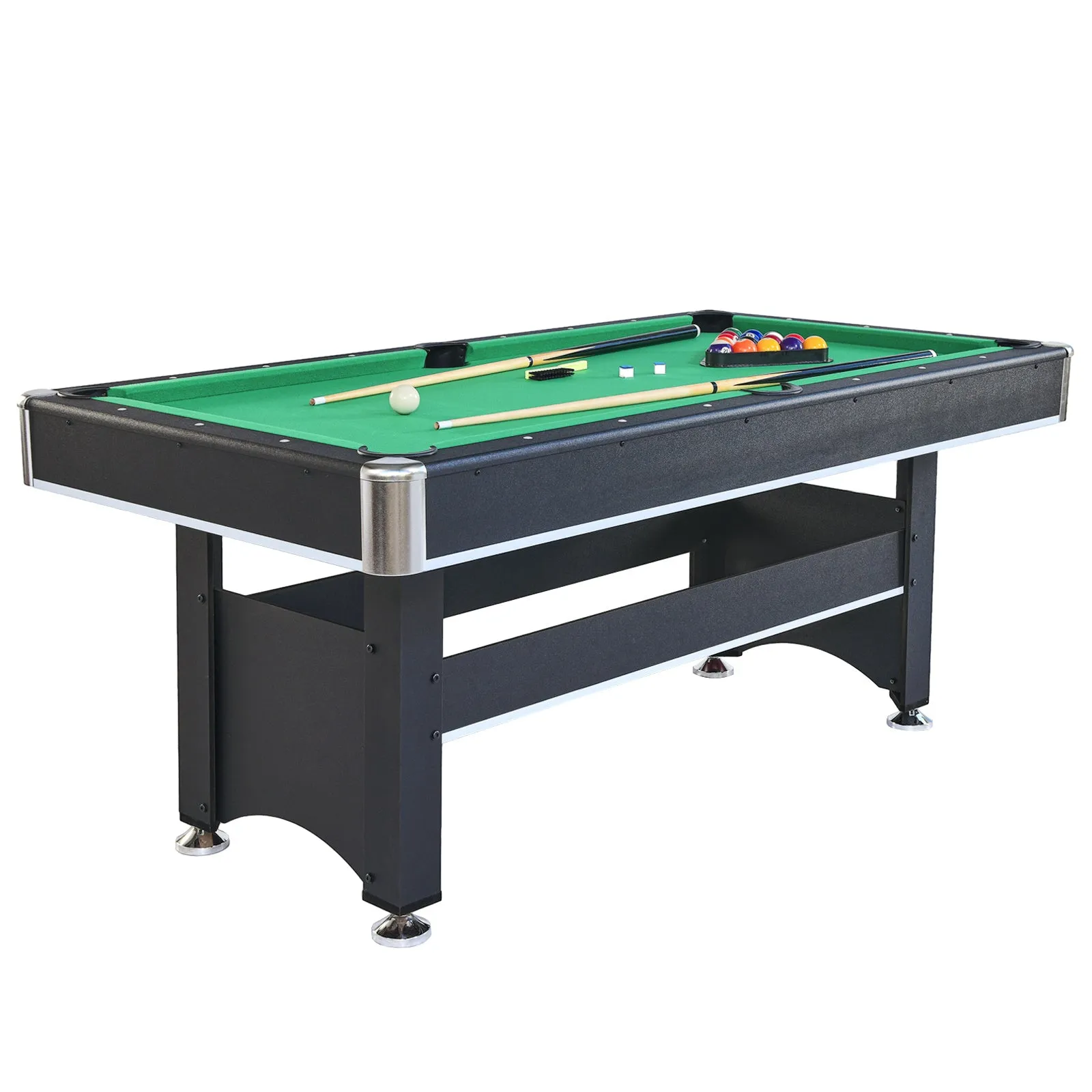 6-ft Pool Table with Table Tennis Top - Black with Green Felt