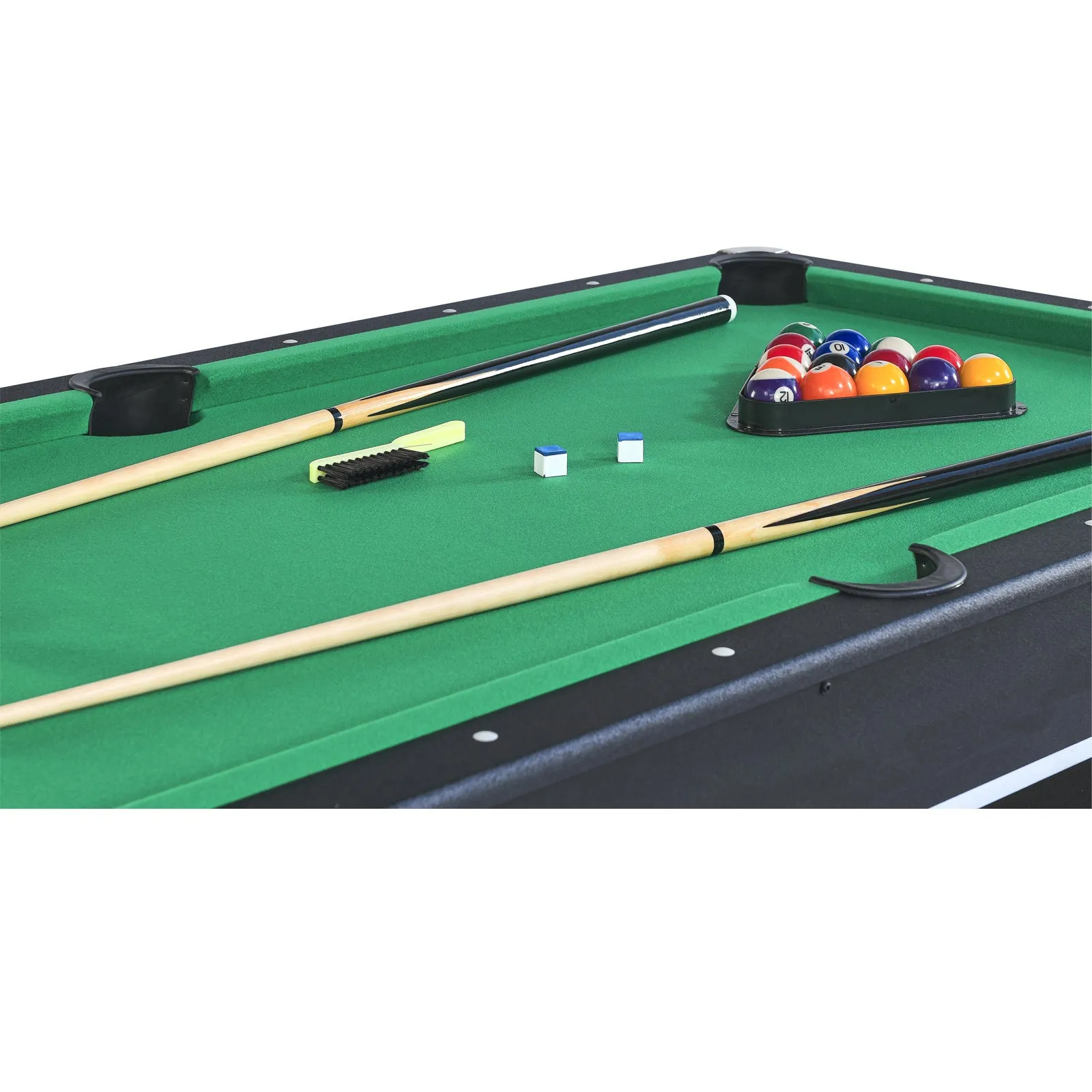 6-ft Pool Table with Table Tennis Top - Black with Green Felt