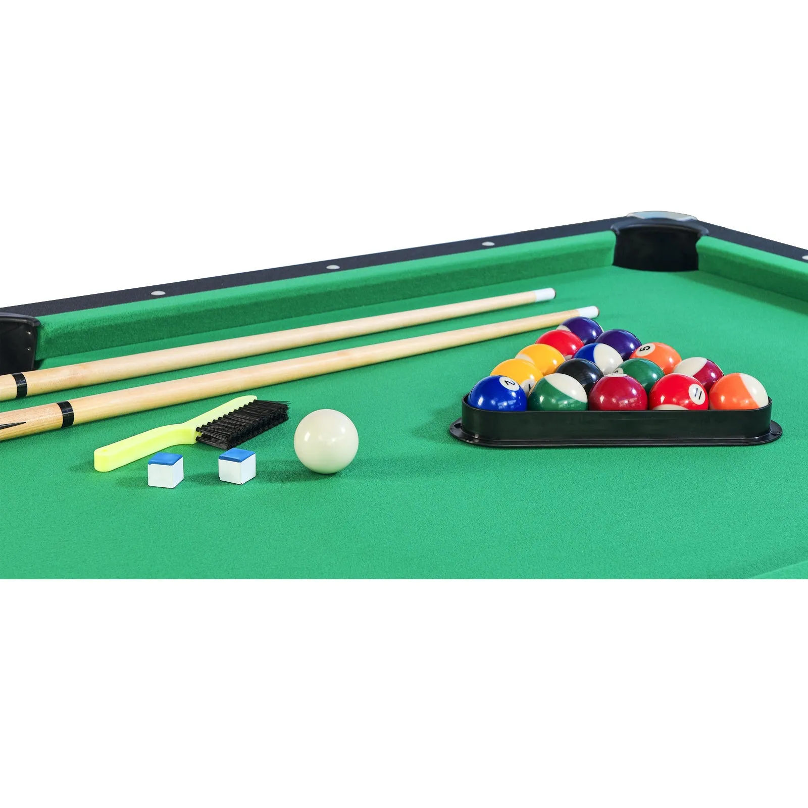 6-ft Pool Table with Table Tennis Top - Black with Green Felt