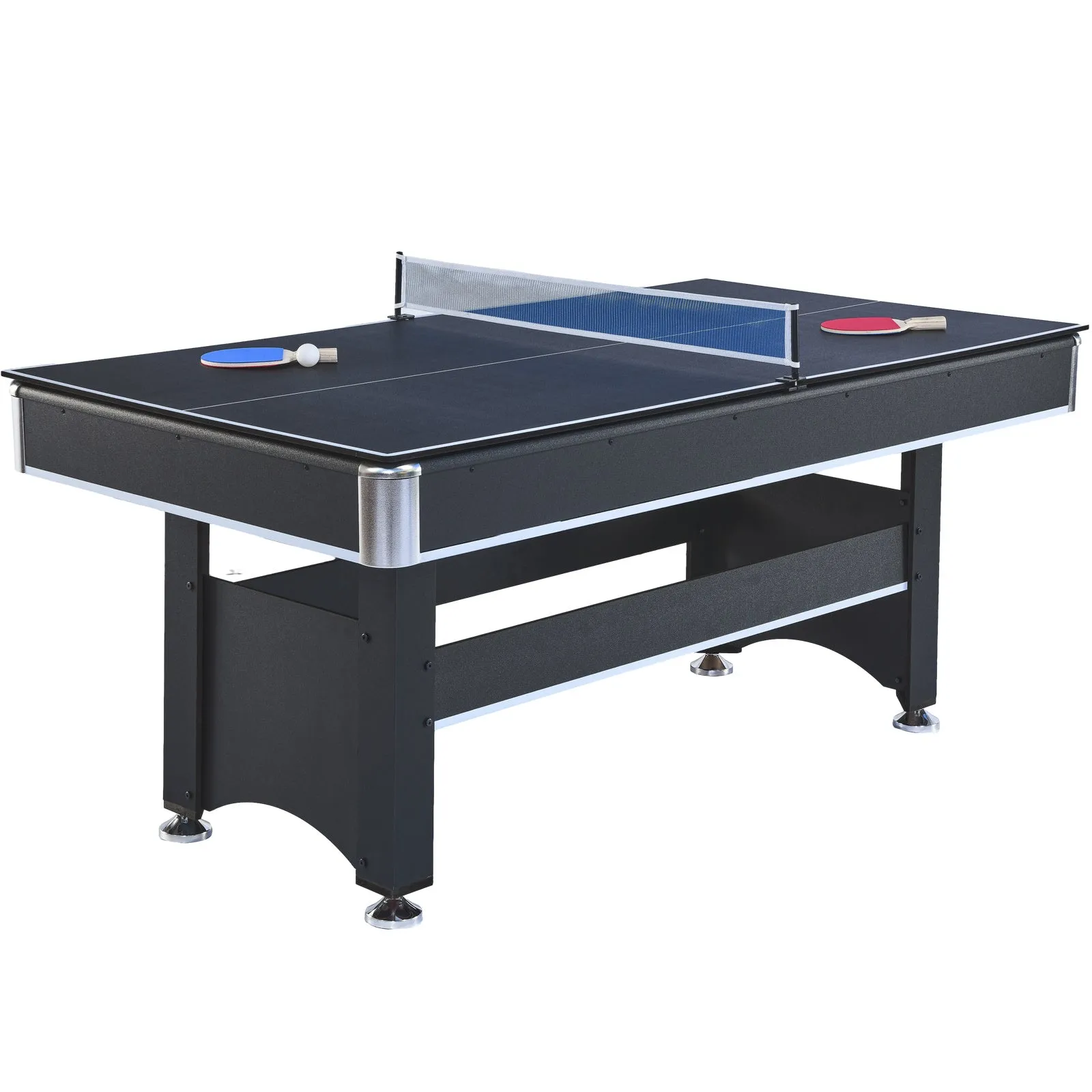 6-ft Pool Table with Table Tennis Top - Black with Green Felt