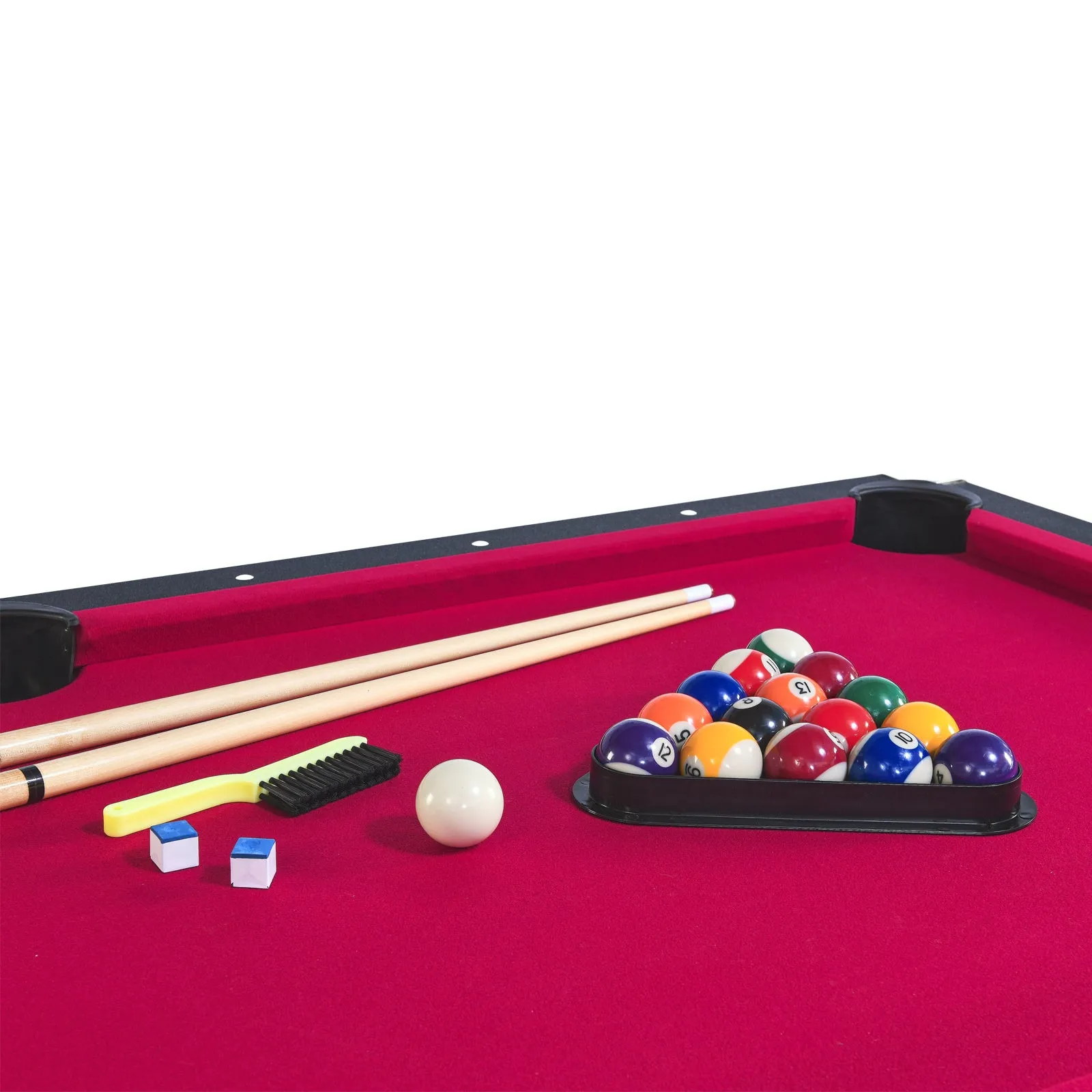 6-ft Pool Table with Table Tennis Top - Black with Red Felt