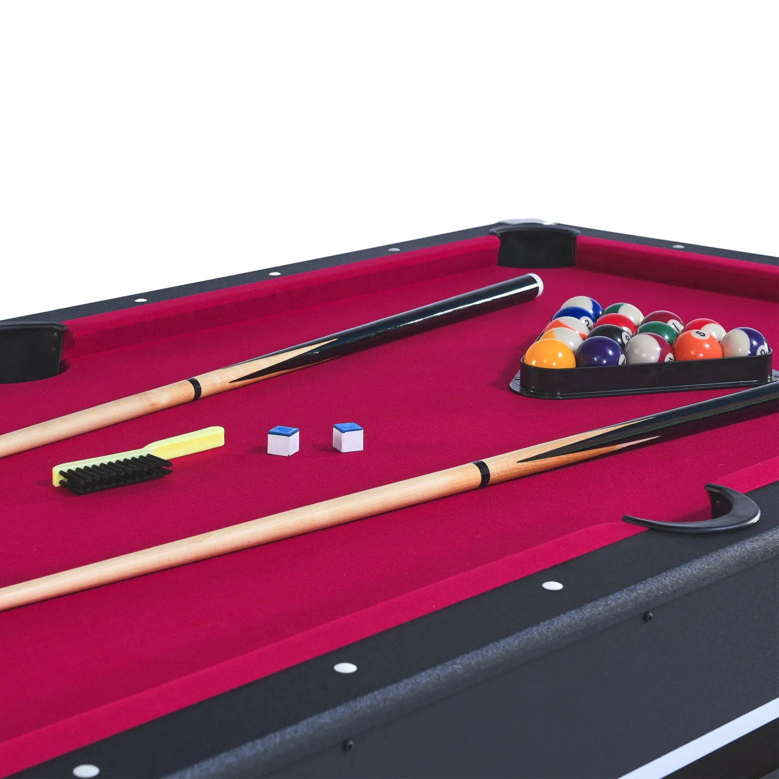 6-ft Pool Table with Table Tennis Top - Black with Red Felt