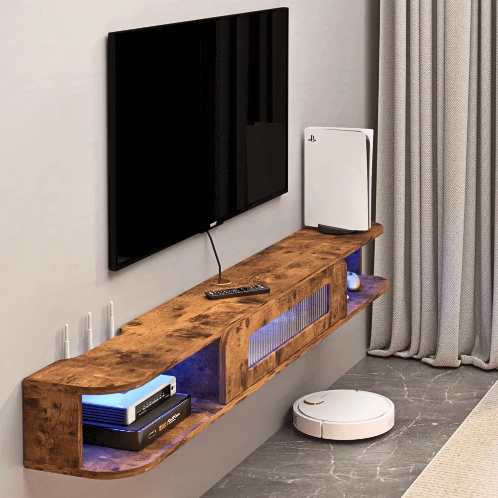 67" Eclaire Floating TV Stand, Rustic Brown