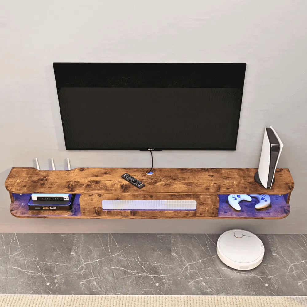 67" Eclaire Floating TV Stand, Rustic Brown