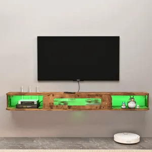 67" Eclaire Floating TV Stand, Rustic Brown