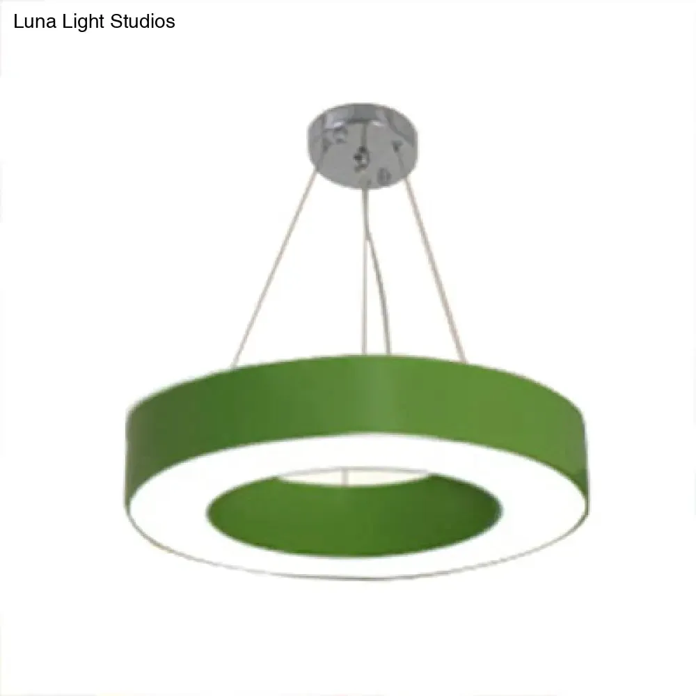 Adjustable Metal Drum Pendant Light with Integrated LED for Play Room