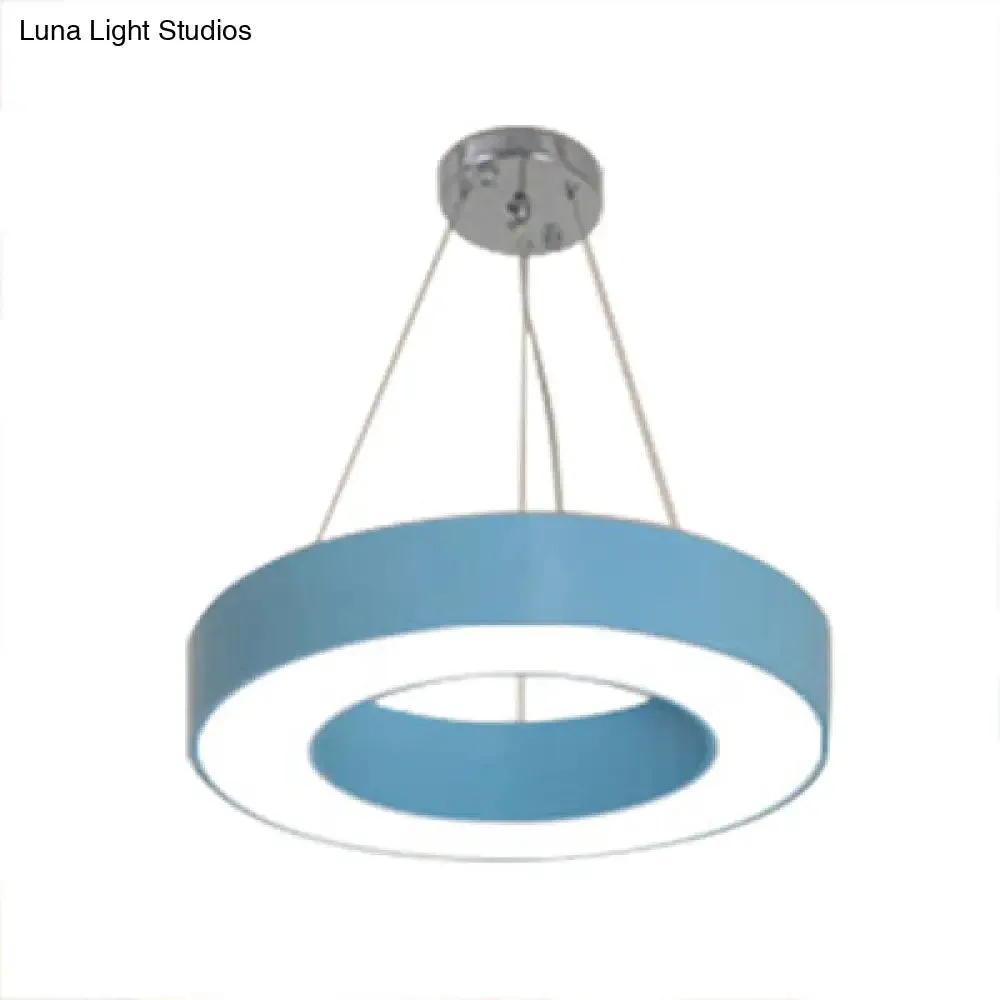 Adjustable Metal Drum Pendant Light with Integrated LED for Play Room