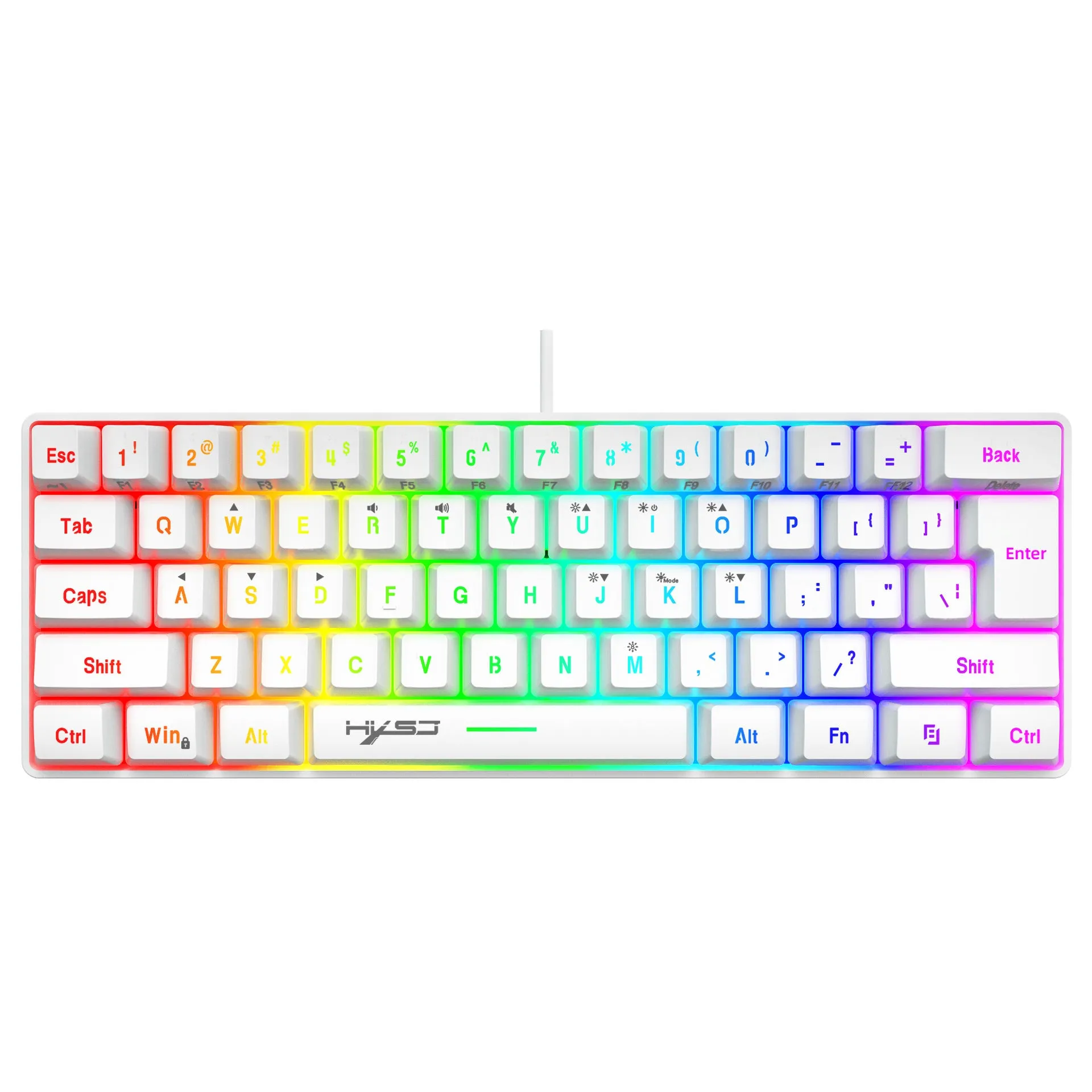 Anti-ghosting Ultra Compact 61 Keys Wired Membrane Keyboard with RGB Backlit for Windows/Mac