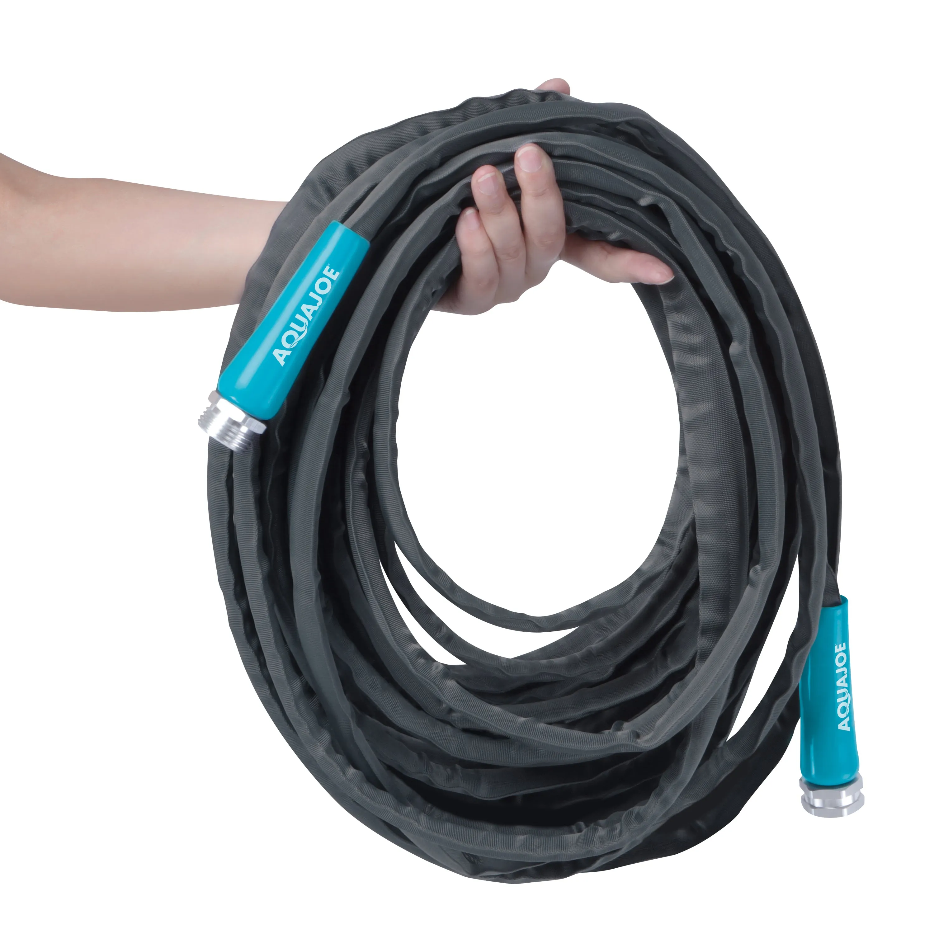 Aqua Joe AJFJH50-PRO Ultra Flexible Kink Free Fiberjacket Garden Hose | 50-Foot | Metal Fittings