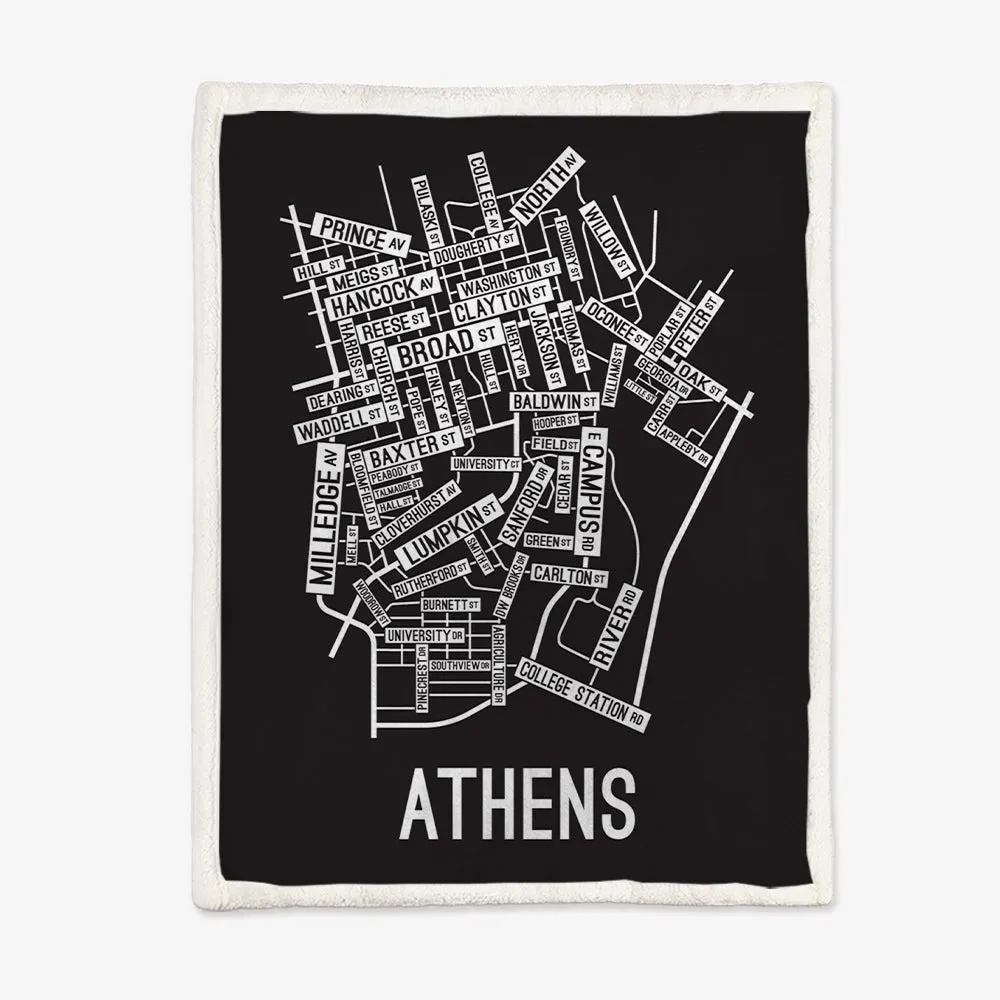 Athens, Georgia Street Map Blanket Freshmen/Graduates Memorial Gifts