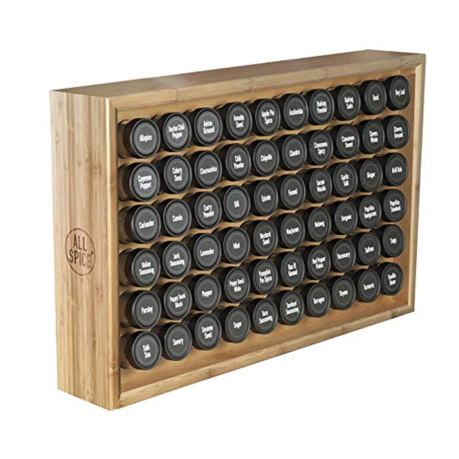 Bamboo Wooden Spice Rack Jars