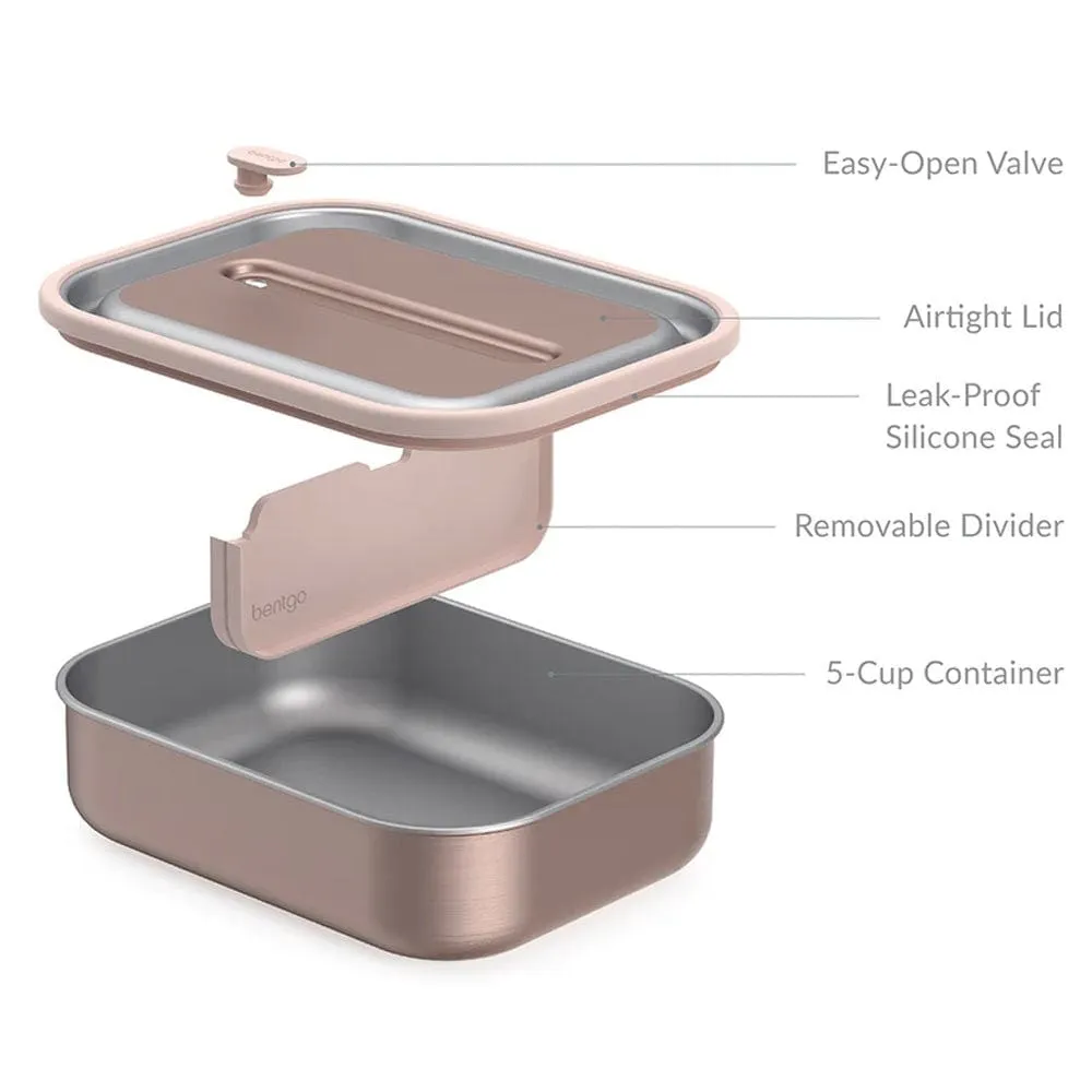 Bentgo Microwavable Stainless Steel Leak-proof Lunch Box 1200ml Rose Gold