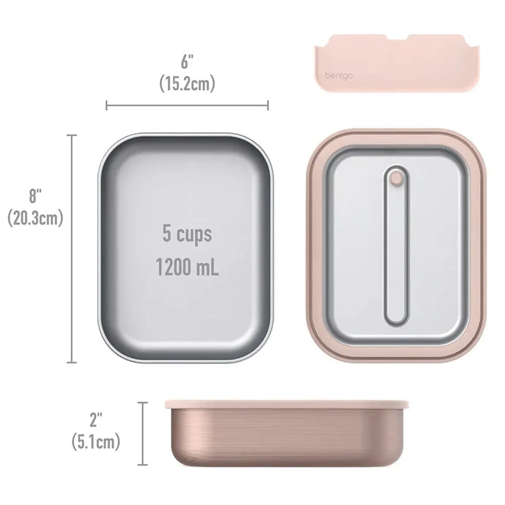 Bentgo Microwavable Stainless Steel Leak-proof Lunch Box 1200ml Rose Gold