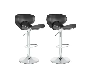 Black Bar Stools with Backs, Set of 2