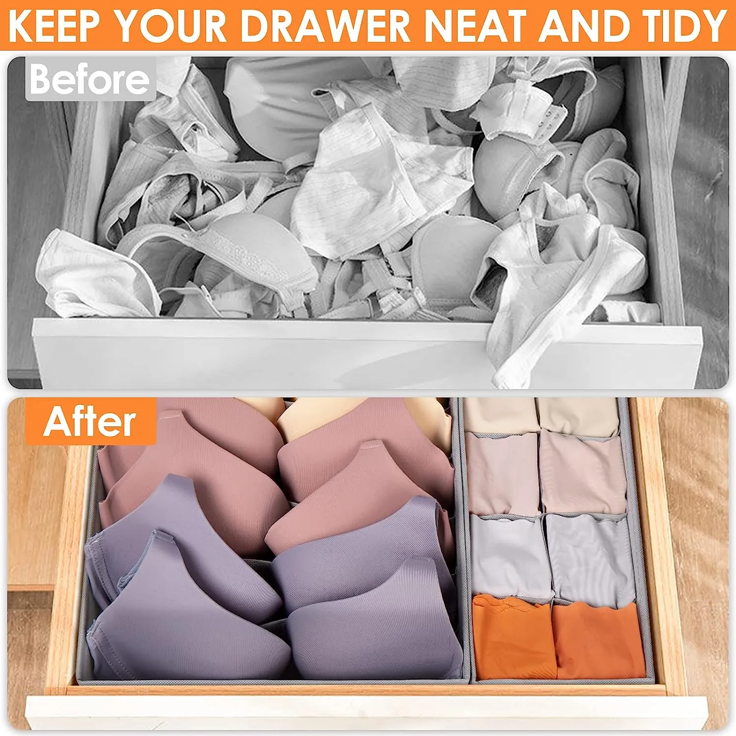 Blushbees® 58 Cell Drawer Organizer - Grey (6 Pack)