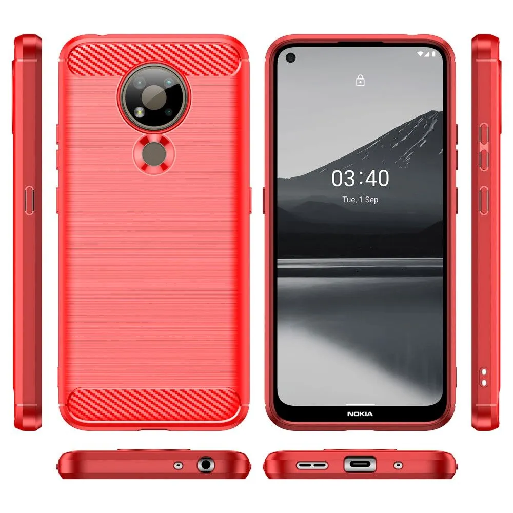 Carbon Flex case - Nokia 3.4 - Red