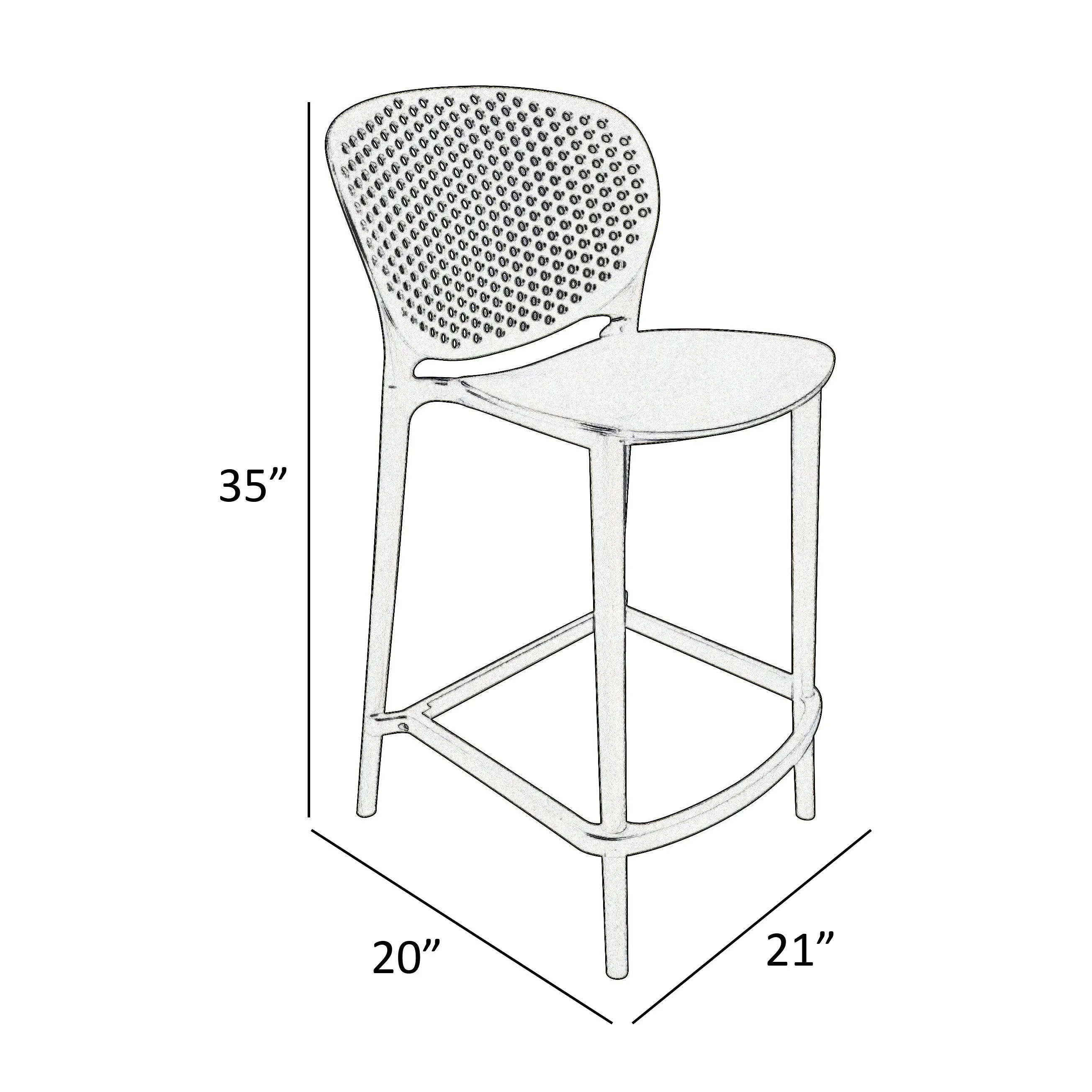 Celin 26 Inch Counter Stool Chair, Set of 4, Stackable, Mesh Back, Green By Casagear Home