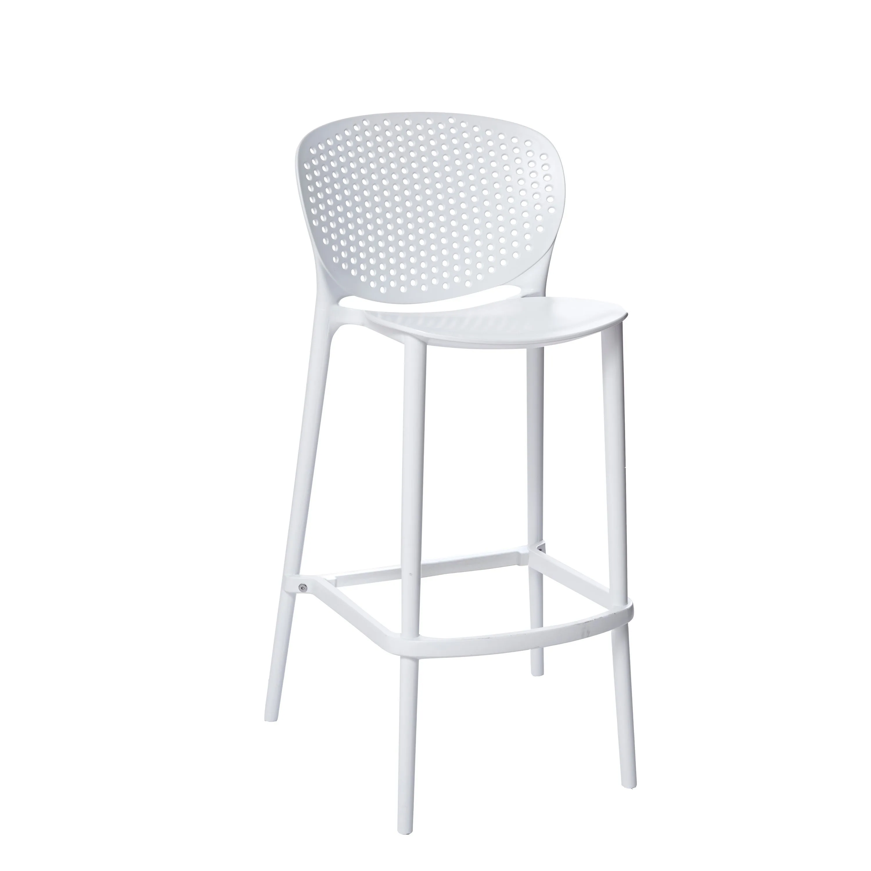 Celin 26 Inch Counter Stool Chair, Set of 4, Stackable, Mesh Back, White By Casagear Home