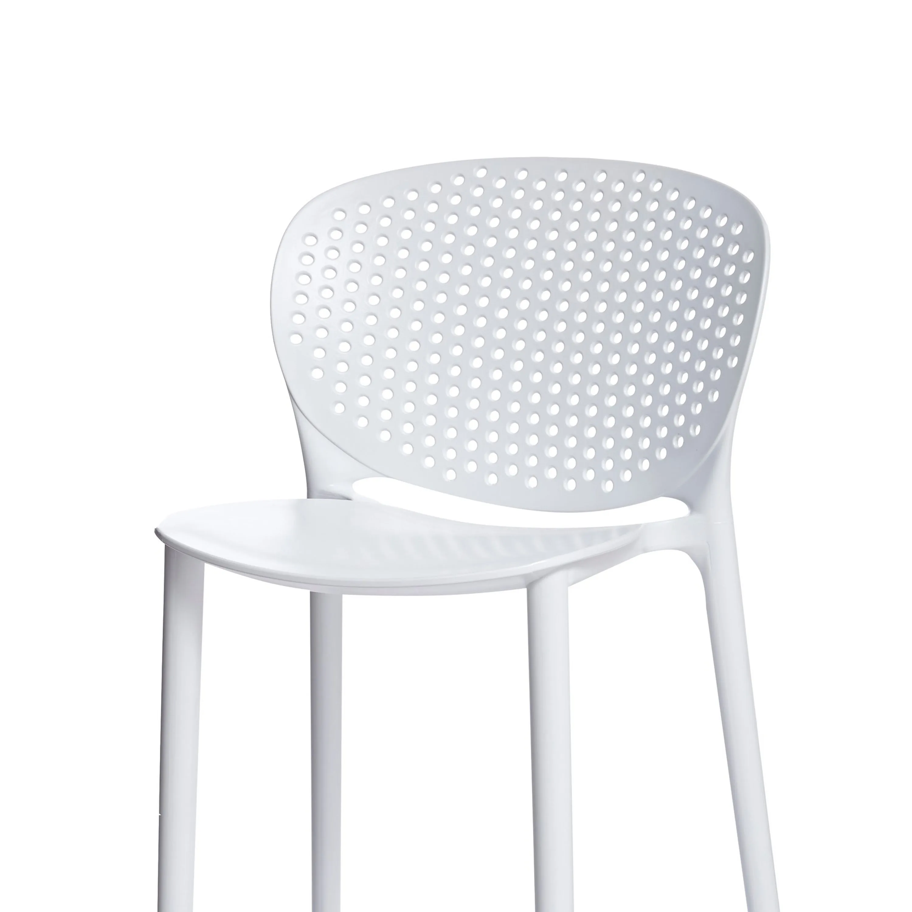 Celin 26 Inch Counter Stool Chair, Set of 4, Stackable, Mesh Back, White By Casagear Home