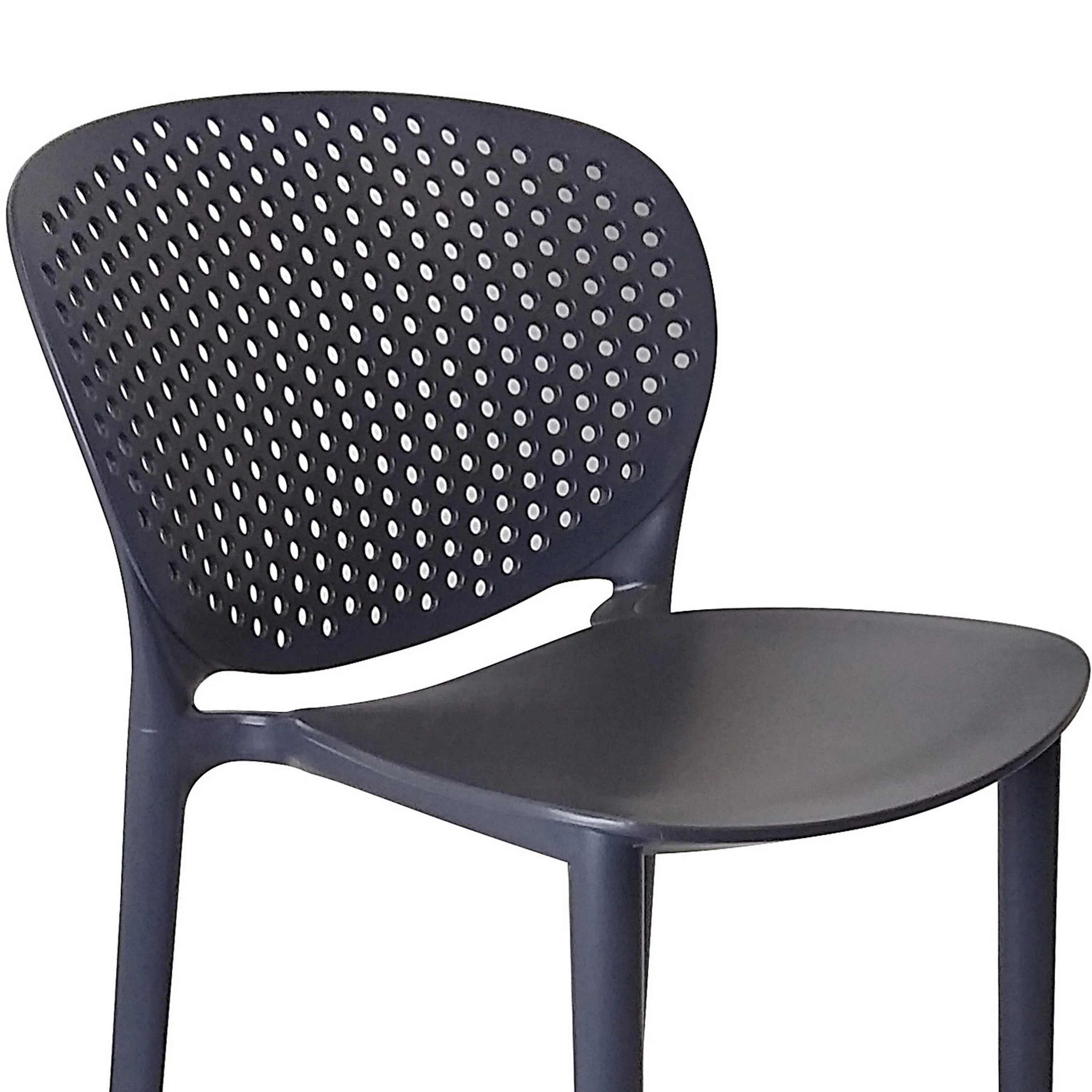 Celin 30 Inch Barstool Chair, Set of 4, Stackable, Mesh, Curved Seat, Gray By Casagear Home