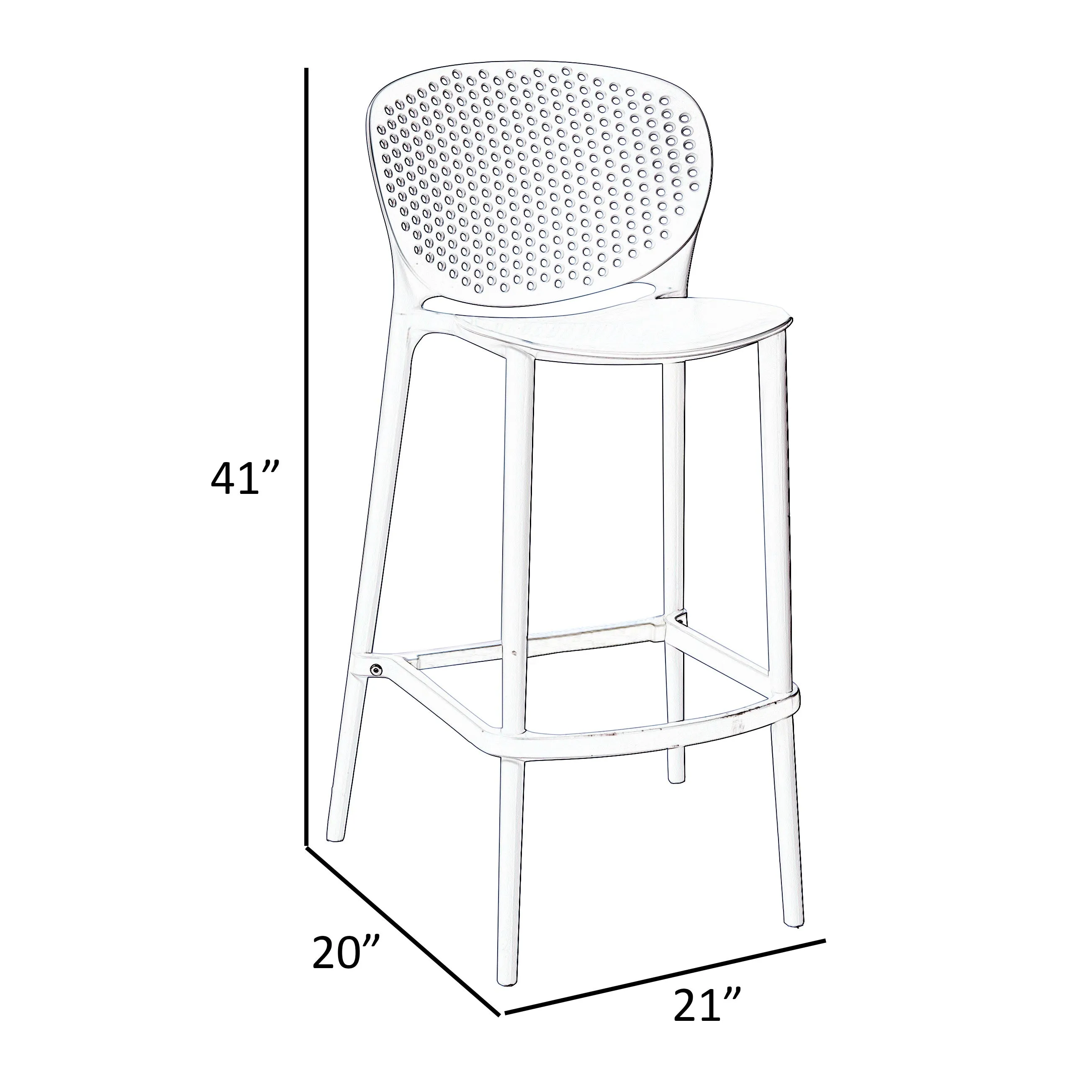 Celin 30 Inch Barstool Chair, Set of 4, Stackable, Mesh, Curved Seat, Orange By Casagear Home