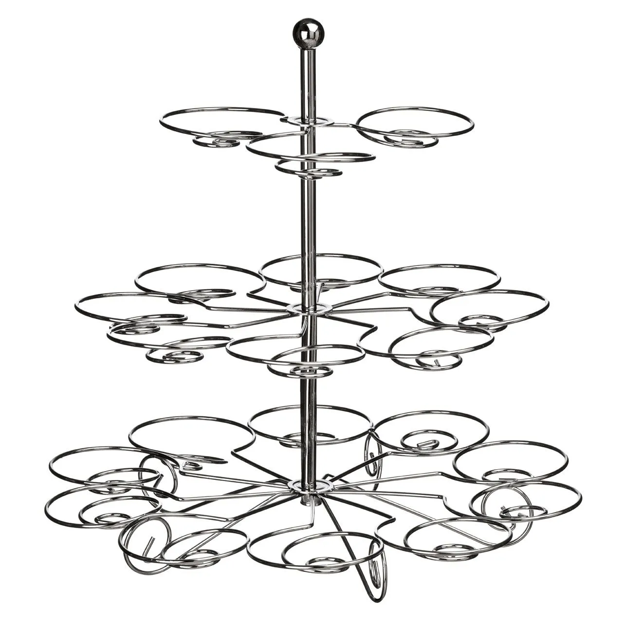 Chrome Swirls Cake Stand with 3 Tiers