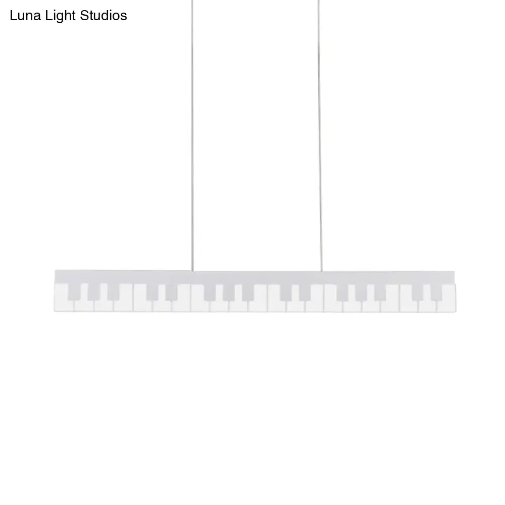 Contemporary LED Acrylic Pendant Ceiling Light in White/Black Piano Key Shape - 3 Light Options