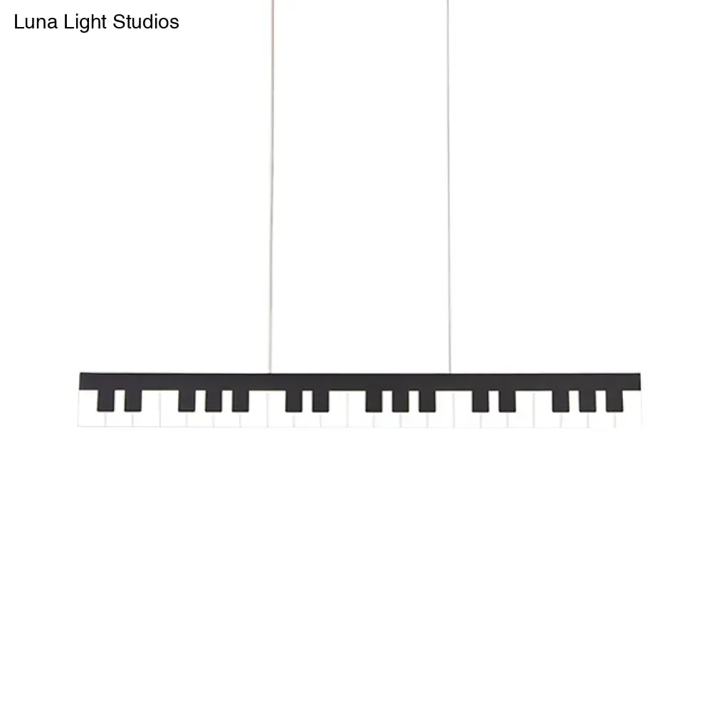 Contemporary LED Acrylic Pendant Ceiling Light in White/Black Piano Key Shape - 3 Light Options