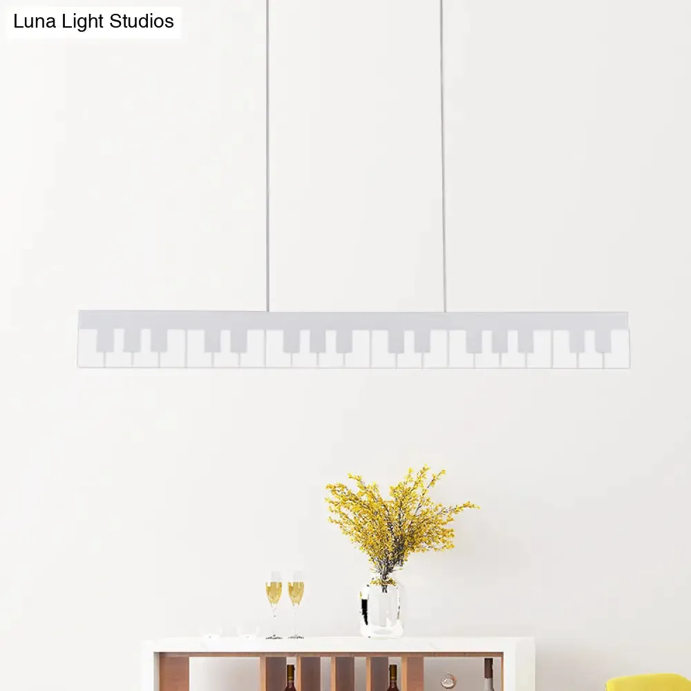 Contemporary LED Acrylic Pendant Ceiling Light in White/Black Piano Key Shape - 3 Light Options