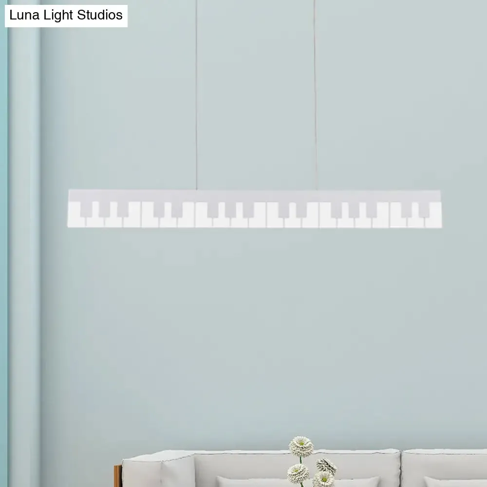 Contemporary LED Acrylic Pendant Ceiling Light in White/Black Piano Key Shape - 3 Light Options