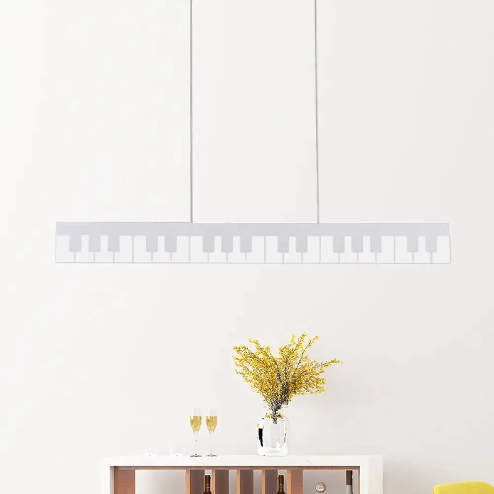 Contemporary LED Acrylic Pendant Ceiling Light in White/Black Piano Key Shape - 3 Light Options