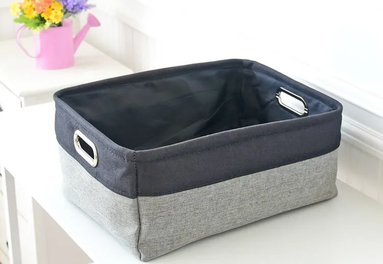 Cotton And Linen Fabric Desktop Storage Basket