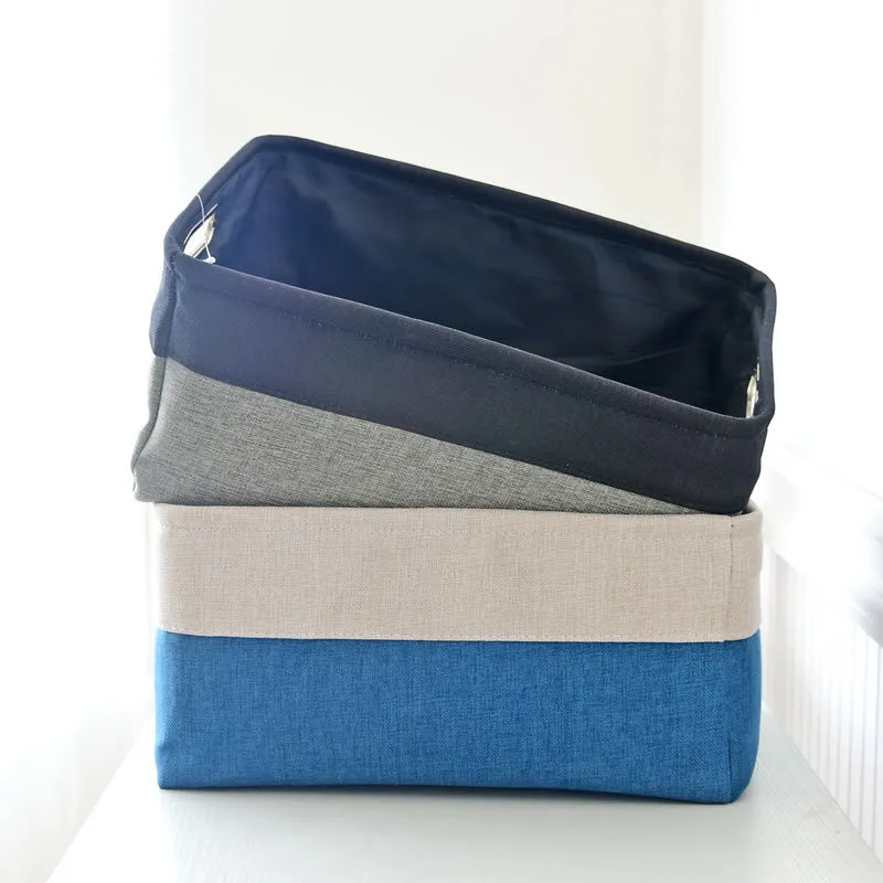 Cotton And Linen Fabric Desktop Storage Basket