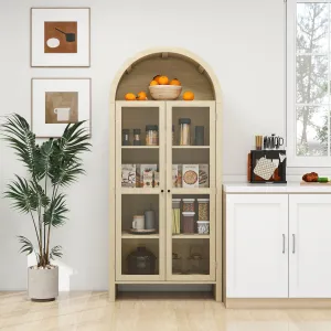 cozy 70.28" Tall Arched Kitchen Pantry,Accent Cabinet, Modern Farmhouse Wood Kitchen Storage Cabinets Dining Room, Living Room