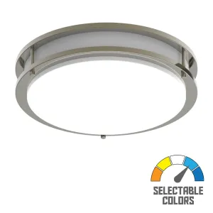 CURV 14 In. LED Flush Mount Light Selectable CCT Brushed Nickel Finish with Occupancy Sensor