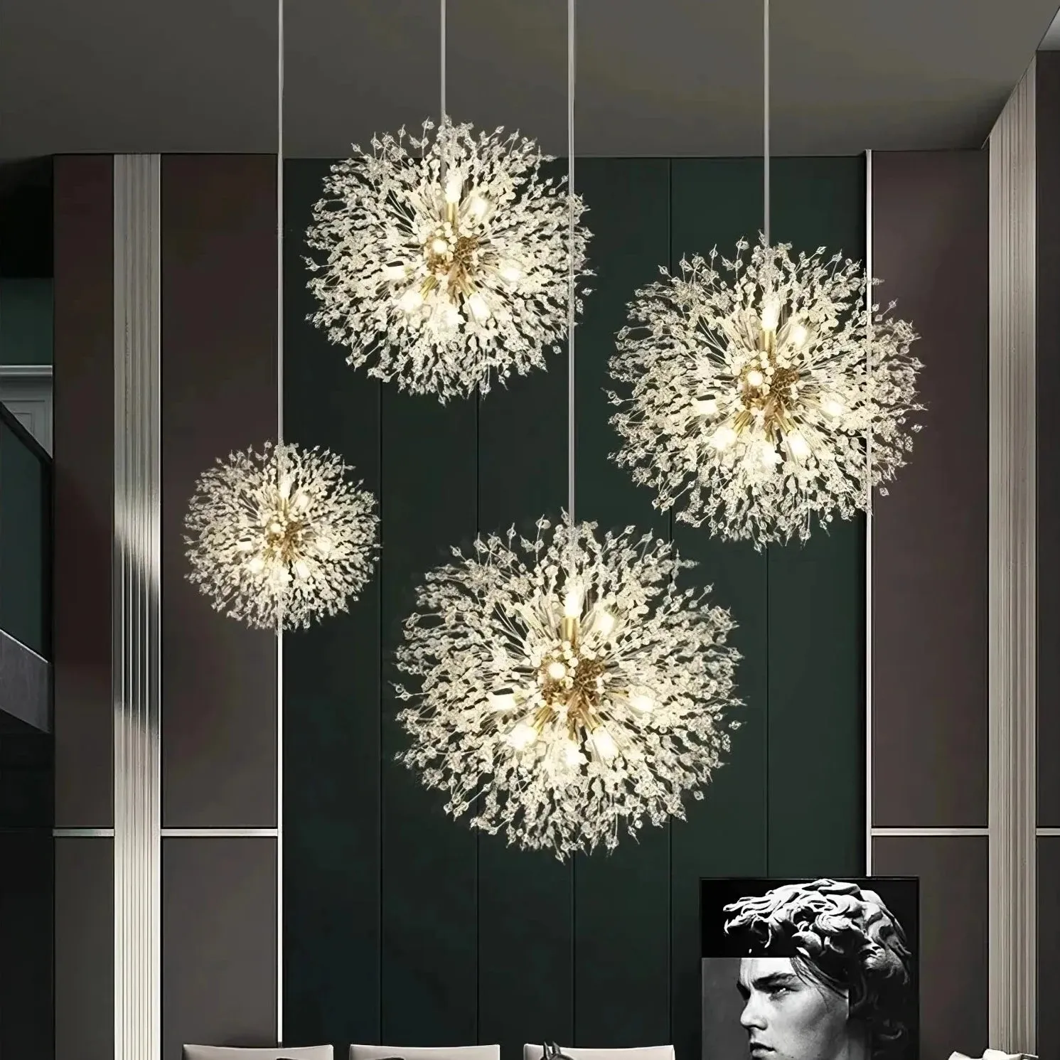 El Sol Crystal Dandelion Lighting Fixture