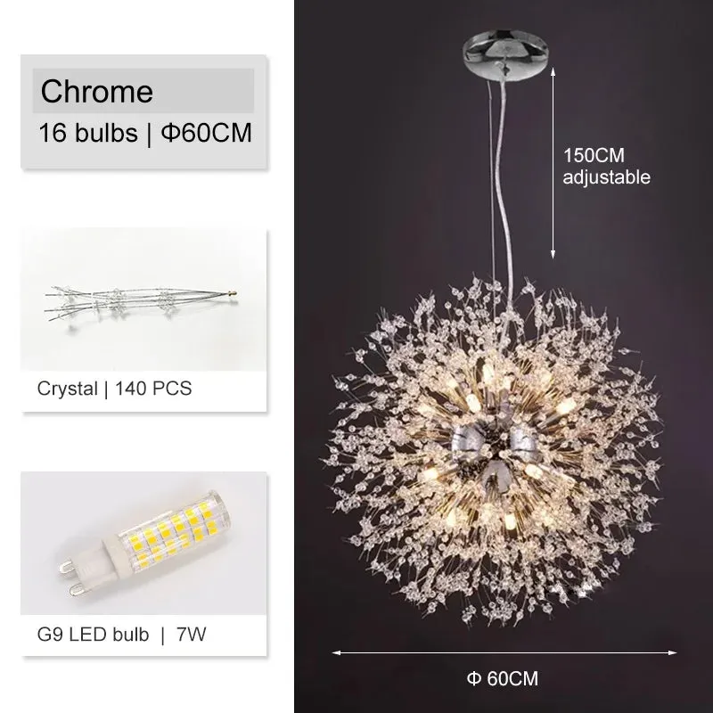 El Sol Crystal Dandelion Lighting Fixture