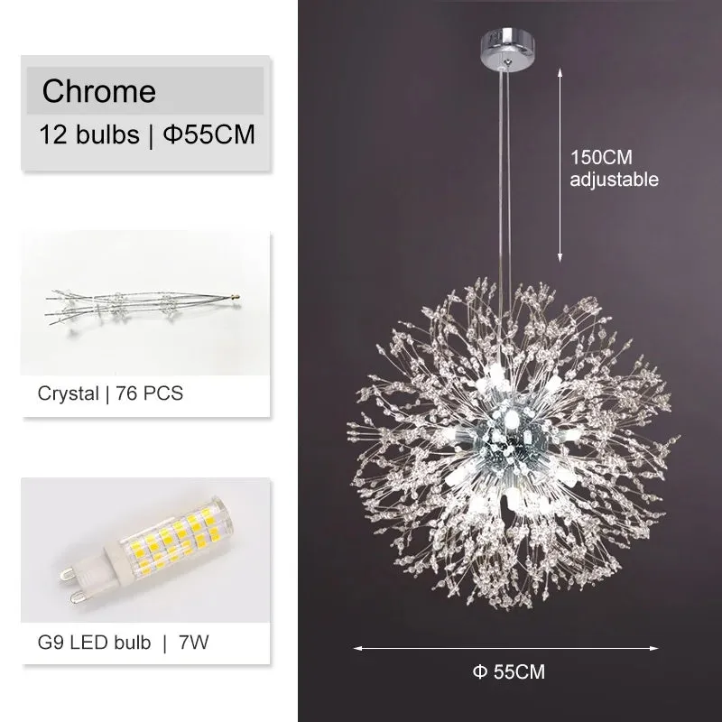 El Sol Crystal Dandelion Lighting Fixture