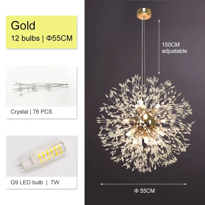 El Sol Crystal Dandelion Lighting Fixture