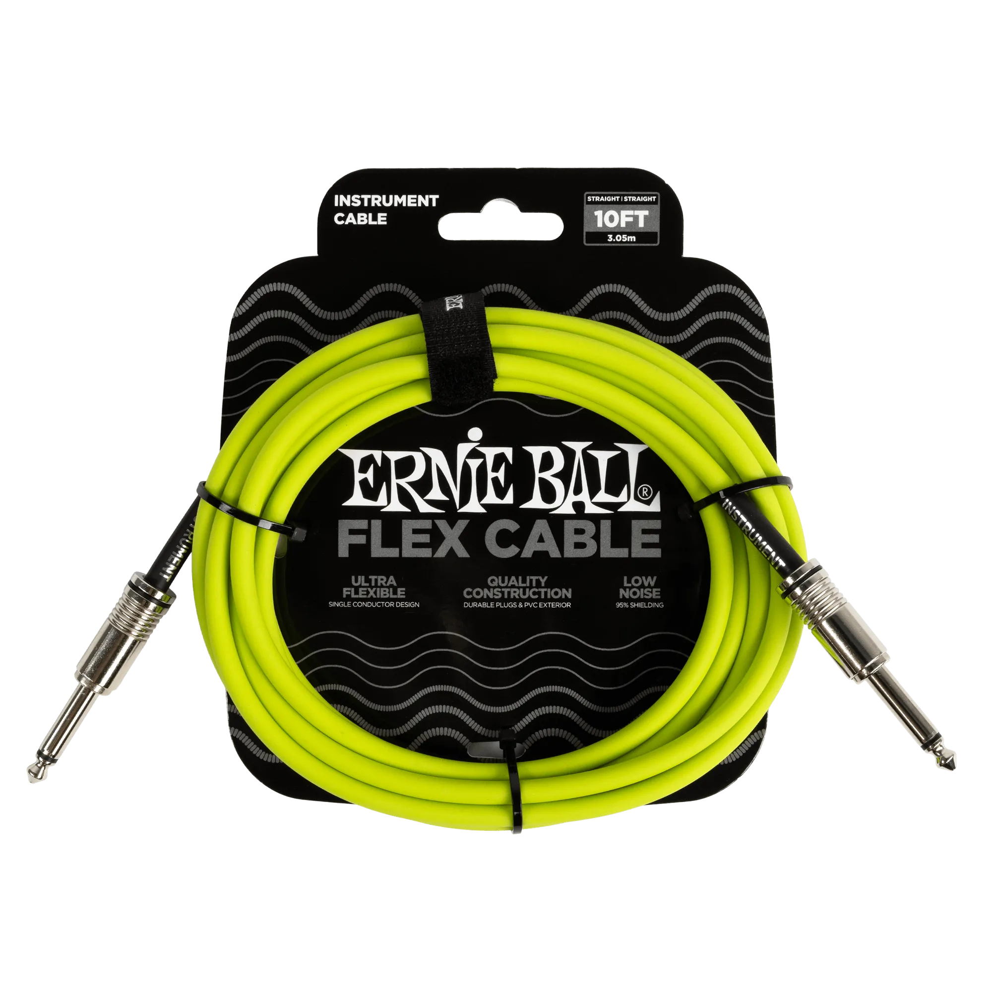 Ernie Ball Flex Instrument Cable Straight/Straight 10Ft - Green