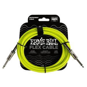 Ernie Ball Flex Instrument Cable Straight/Straight 10Ft - Green