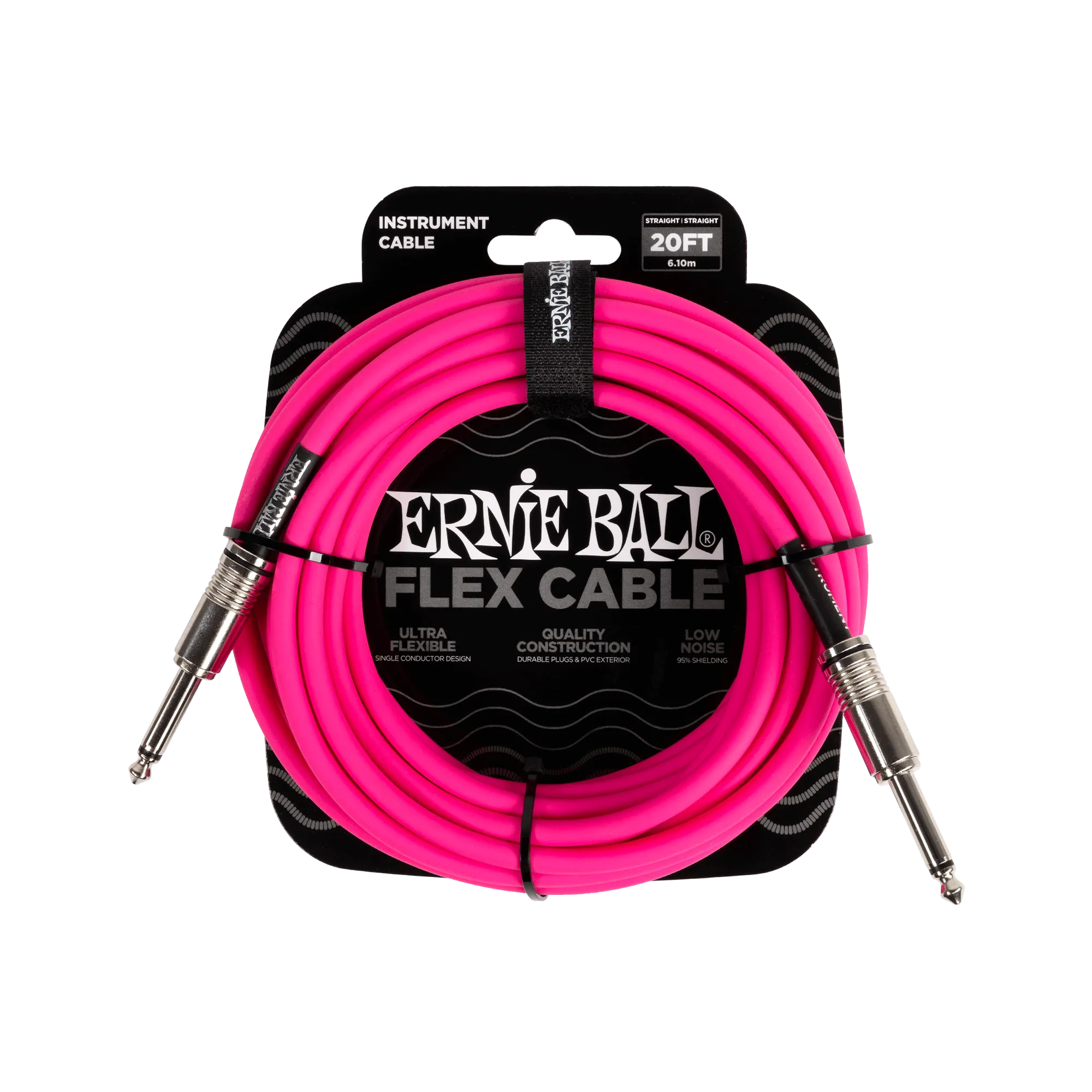 Ernie Ball Flex Instrument Cable Straight/Straight 20Ft - Pink